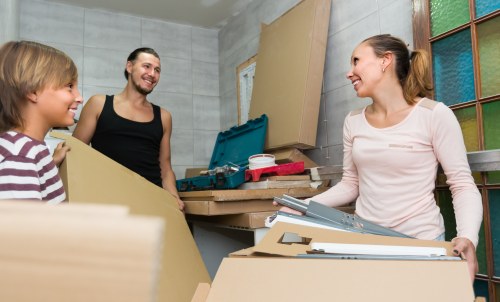 Packed boxes and furniture being loaded for a Lambeth move