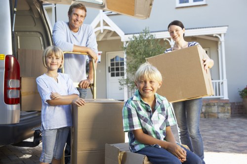 Moving boxes and household items in a Lambeth flat move